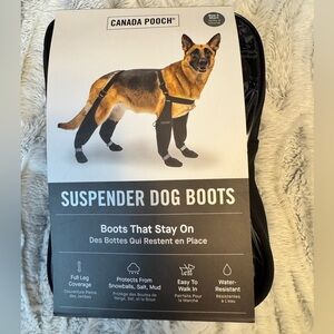 Canada Pooch Black Suspenders Dog Boots size 3 Short